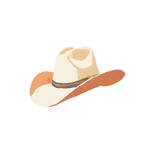 米色牛仔帽插画