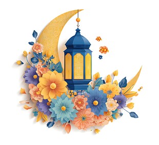 新月花灯与繁花装饰