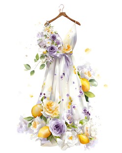 花卉装饰的梦幻连衣裙