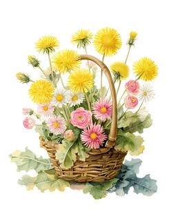 花篮中的缤纷花卉