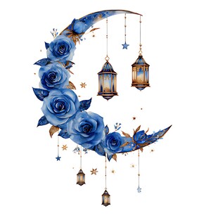 蓝玫瑰月牙挂饰