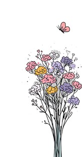 多彩花卉与飞舞蝴蝶