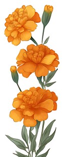 橙色万寿菊插画