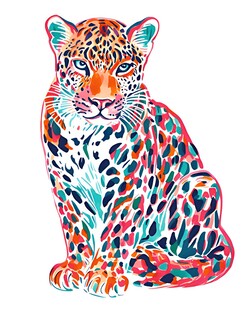彩色豹图案插画