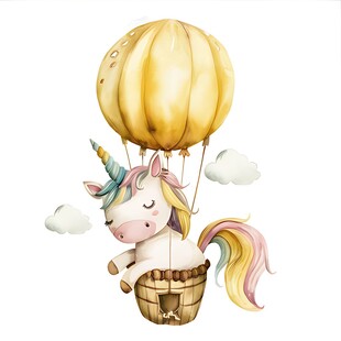独角兽乘热气球奇幻之旅