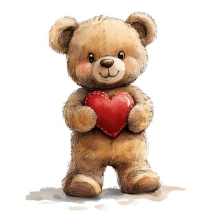 抱红心的可爱泰迪熊