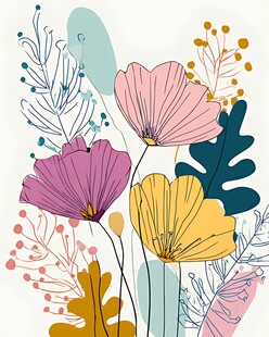 多彩花卉插画图案