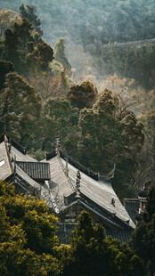 山林中的古朴中式建筑群