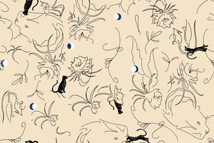 手绘风格蜘蛛昆虫图案背景