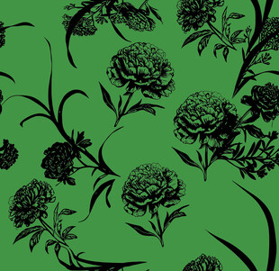 绿色底黑色花卉图案背景