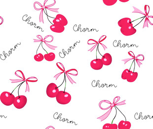 樱桃蝴蝶结图案背景图