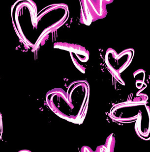 粉色爱心涂鸦无缝图案