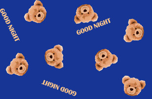 蓝色背景上的可爱小熊图案