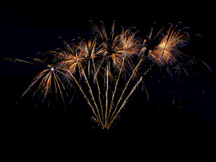 夜空中绚烂绽放的烟花