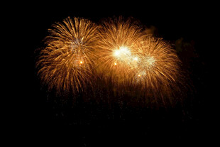 夜空中绚烂的金色烟花