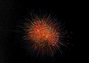 夜空中绚烂绽放的烟花