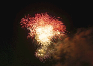 夜空中绚烂绽放的烟花