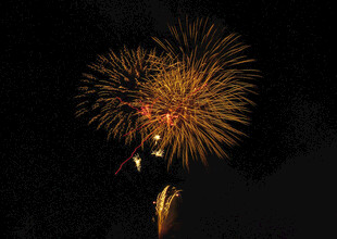 夜空中绚烂绽放的烟花