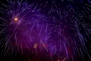 紫色绚烂烟花夜空绽放