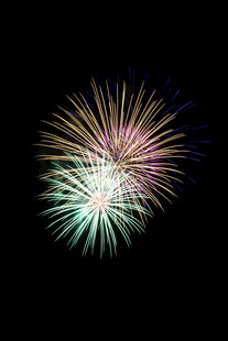 夜空中绚烂绽放的烟花