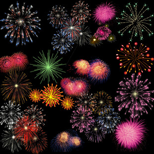 绚丽多彩烟花绽放夜空