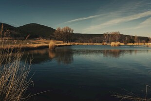 宁静湖畔的黄昏美景