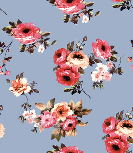 蓝色底花卉图案纹理背景