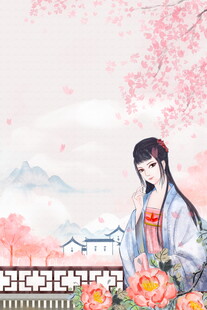 古风佳人赏景图