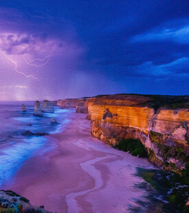 壮丽海岸夜景风光