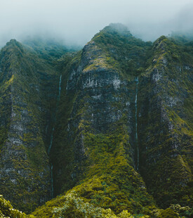 云雾缭绕的翠绿山峦