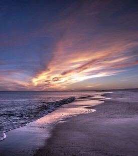 海边绝美日落沙滩风景