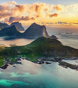 挪威海岛绝美日出风光