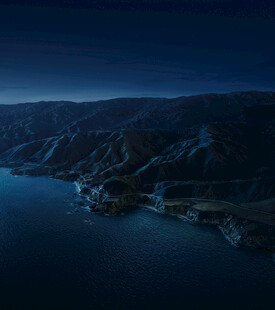 夜幕下的山水静谧景致