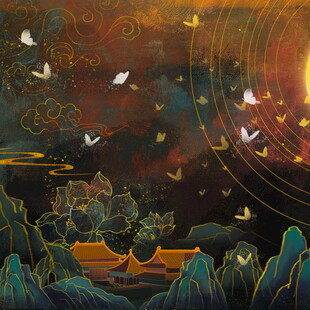 梦幻星空下的奇幻自然景象
