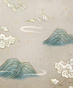 中式山水云鹤古风插画