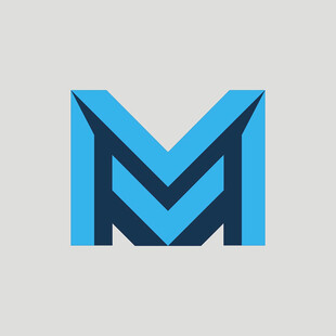 蓝色立体M字母标志