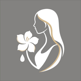 持花女性剪影图案设计