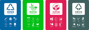 四色垃圾分类标识牌