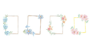 水彩花卉婚礼边框png合集