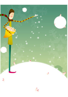 雪地中女孩与彩色围巾