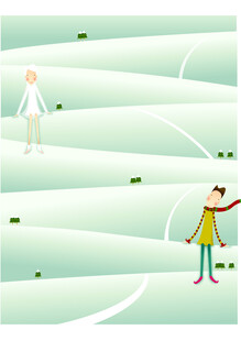 田野中两人的互动场景