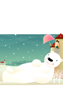 雪地中休憩的北极熊