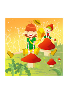 童话风儿童蘑菇园场景