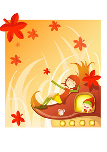 女孩乘飞船遨游奇幻空间