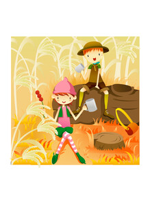 秋日森林中的童趣探险