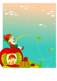 童话风小男孩与蜗牛场景