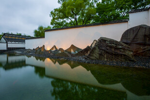 苏州博物馆苏派建筑园林庭院风光