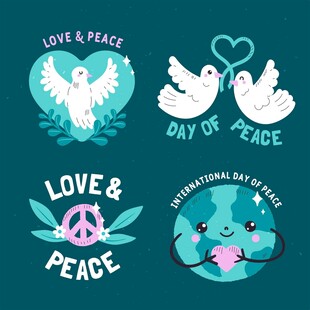 和平主题可爱插画元素