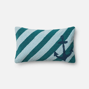 蓝绿条纹锚图案抱枕