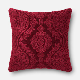红色花纹针织抱枕